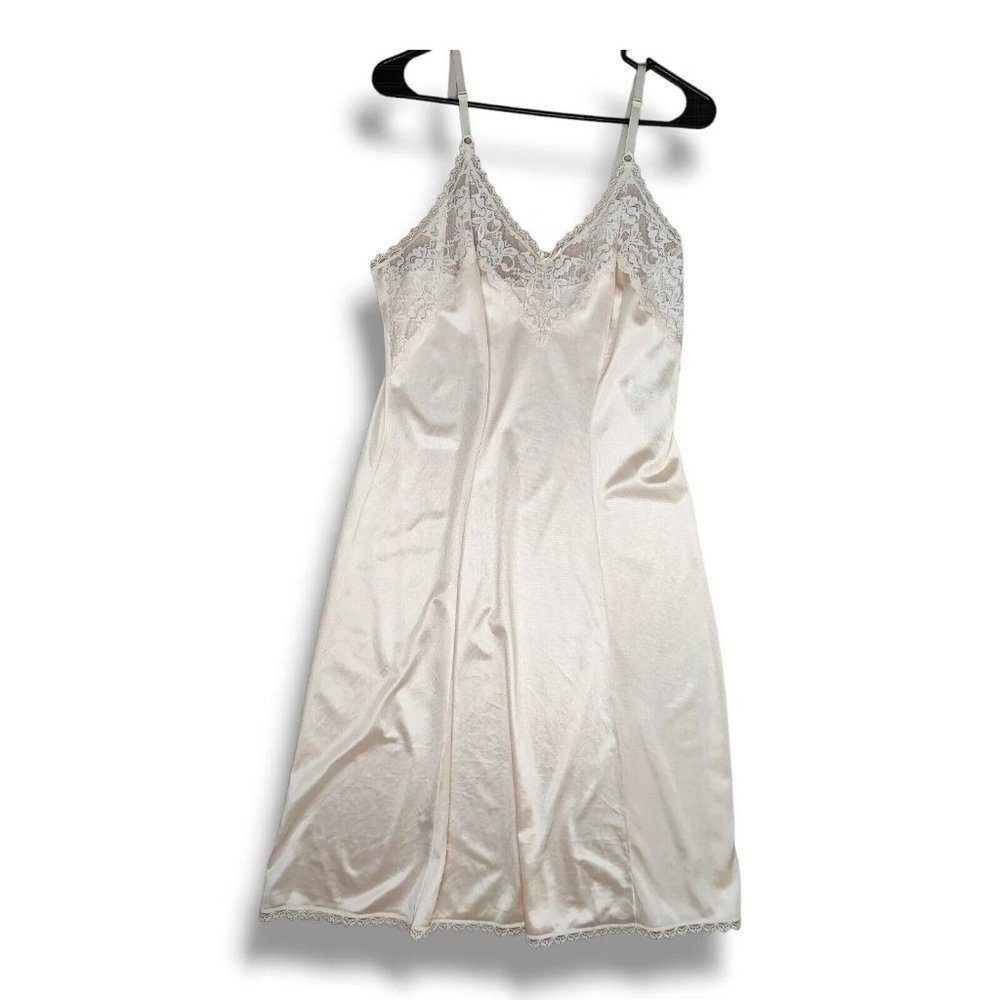 Vintage Maidenform Size 34 Full Slip Dress Non Cling Ivory Cream Nylon Lace